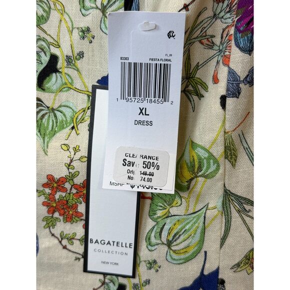 Bagatelle Square Neck Printed Seamed Flare Midi Dress Women’s size XL NWT - Picture 4 of 7